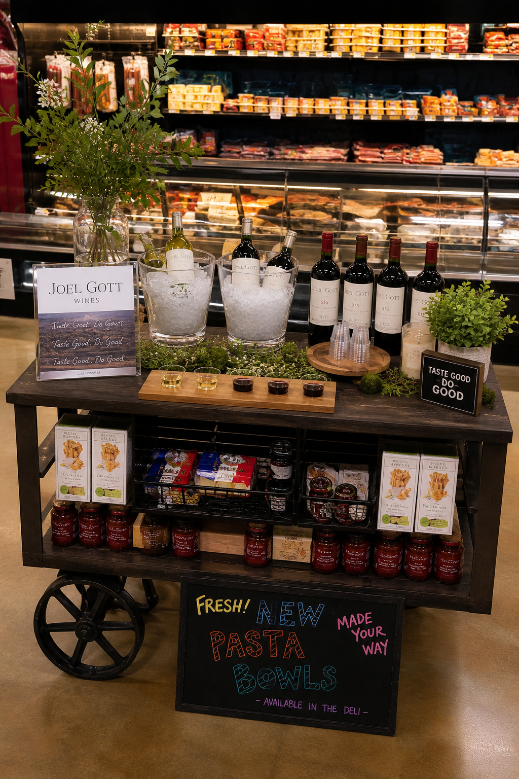 Joel Gott Wines in-store brand activation and product demo display